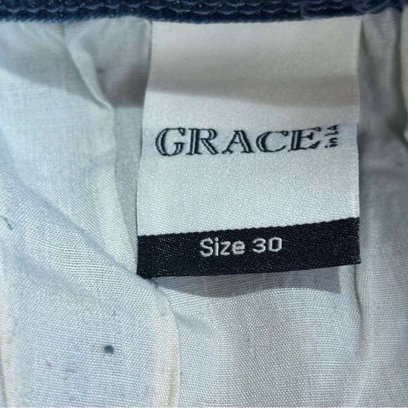 Grace Embroidered Side-Trim Straight-Leg Jeans in Dark Blue Women’s 30 - Picture 7 of 8